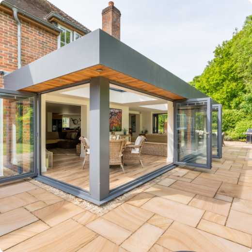 Beautiful kitchen extension with bifolding doors.