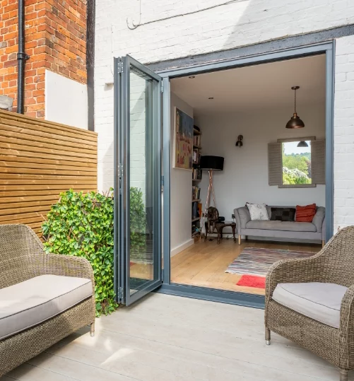 Modern property in Winchester with bifolding doors.