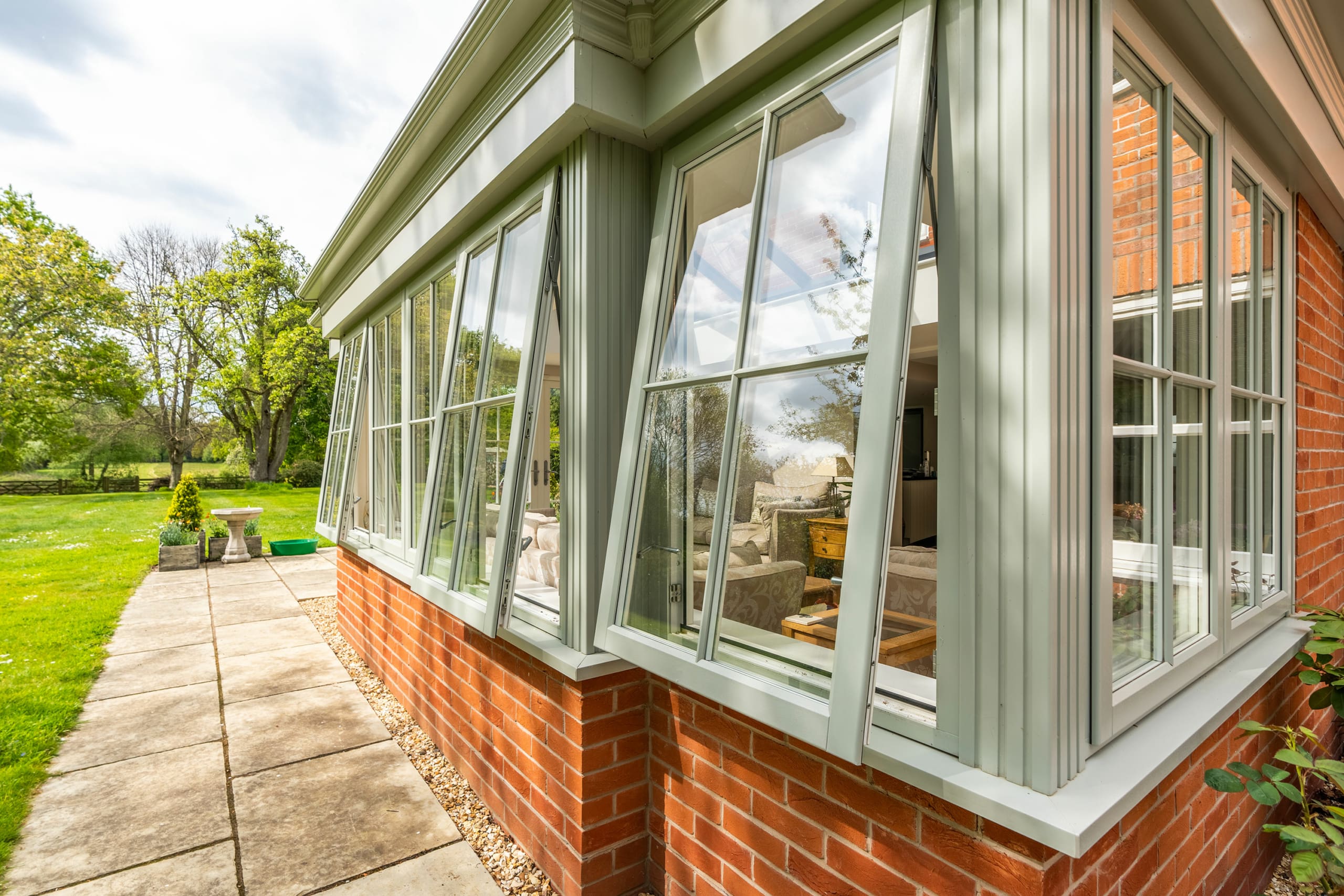Open windows on a traditional orangery.