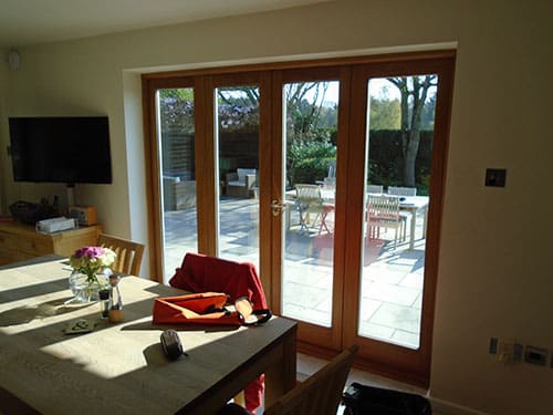 Dining area with patio doors