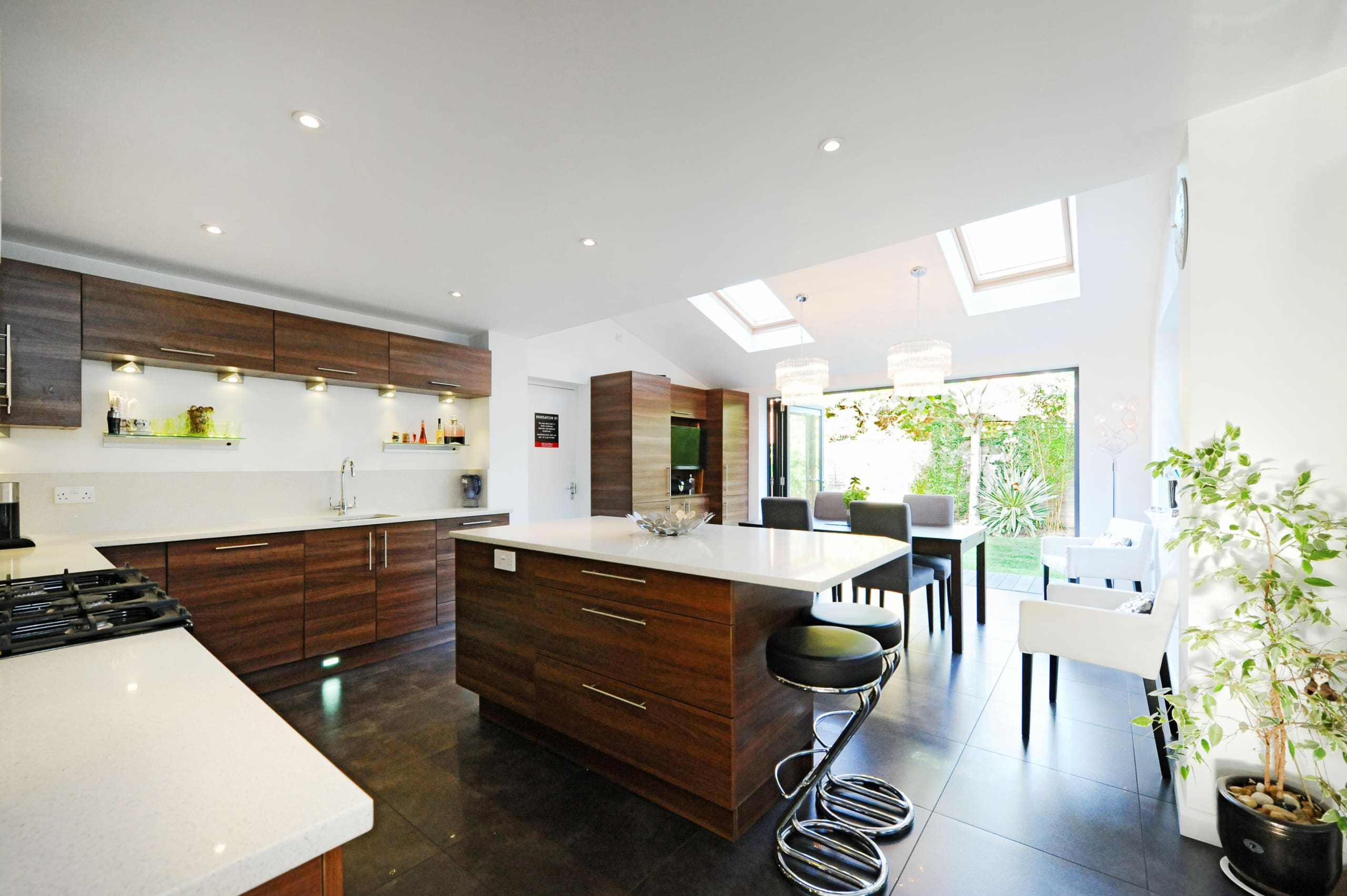 Stunning modern kitchen with bifolding doors.